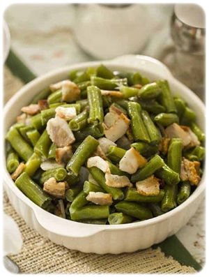 fry green beans with bacon
